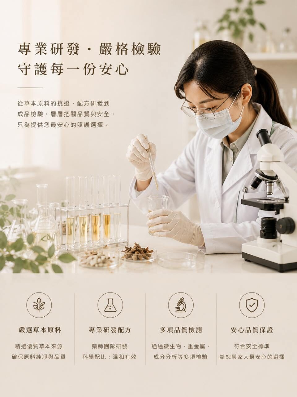專業研發 嚴格檢驗 守護每一份安心